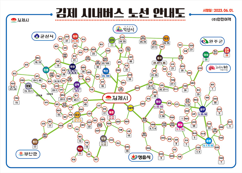 김제 시내버스 노선 안내도