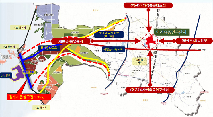 종자특구 김제CITY 관할구역을 나타내는 조감도